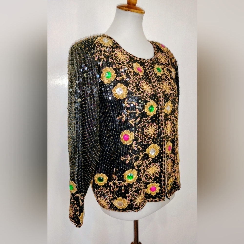VINTAGE RHINESTONE SEQUIN EVENING JACKET